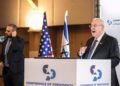 El presidente Reuven Rivlin habla en la Conferencia de Presidentes de las principales organizaciones judías estadounidenses en Jerusalén, el 17 de febrero de 2020. (Olivier Fitoussi / Flash90)