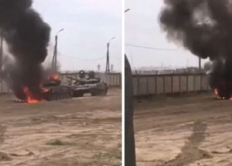 Tanque T-72 de Rusia se incendia durante ejercicio