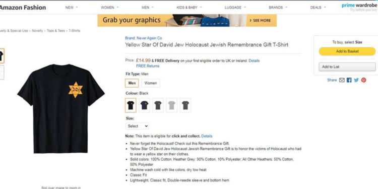 Amazon recibe críticas por la venta de camisetas alusivas al Holocausto