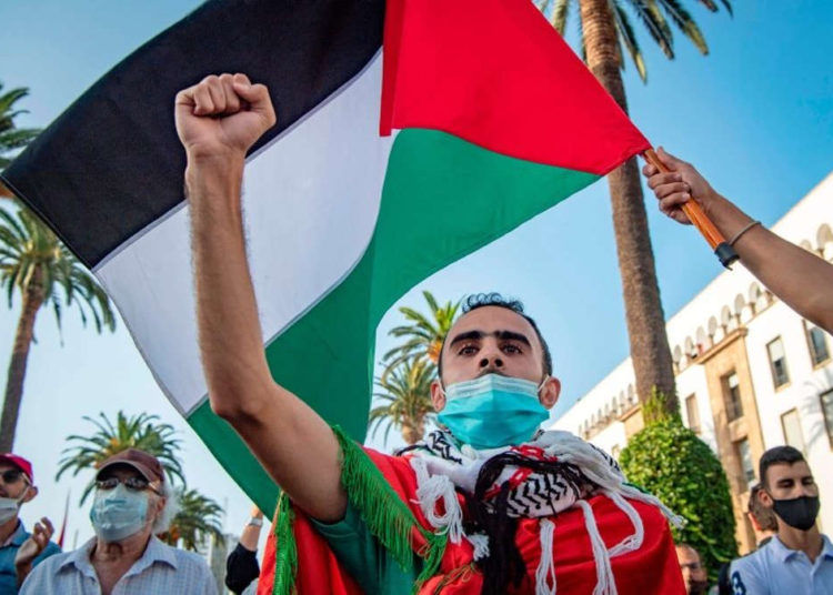 Marroquíes se manifiestan para protestar contra la 'normalización árabe' con Israel