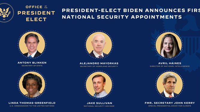 Biden nombra equipo de política exterior