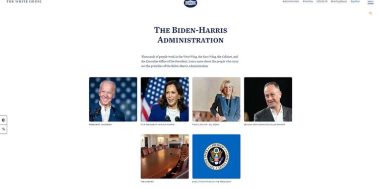La Casa Blanca pone la "administración Biden-Harris" en su web oficial