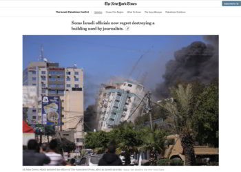 New York Times miente: “Altos cargos israelíes lamentan el ataque a un edificio de medios de comunicación en Gaza”