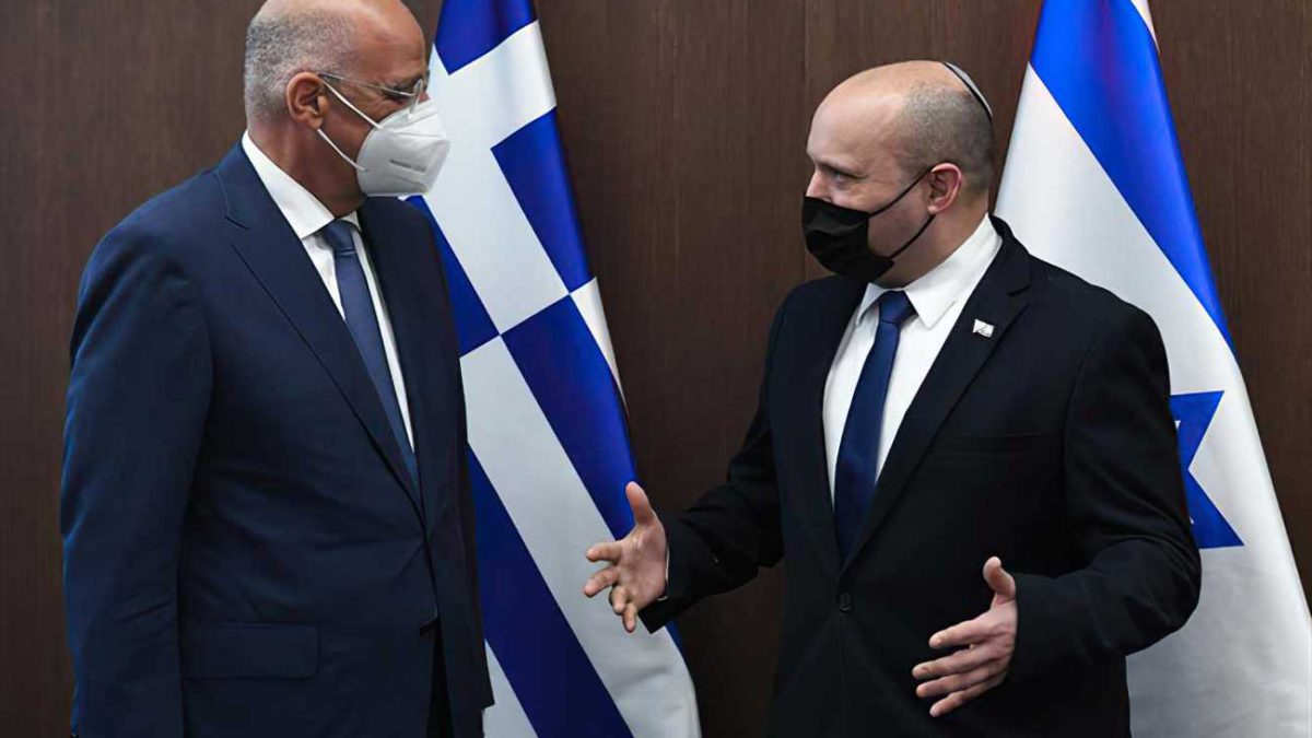 El primer ministro Bennett se reúne con el canciller de Grecia en Jerusalén