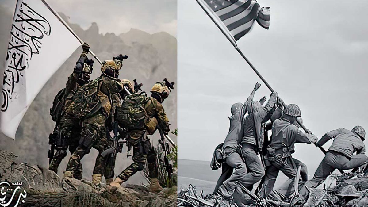 Talibanes se burlan de icónica foto de la bandera estadounidense en Iwo Jima