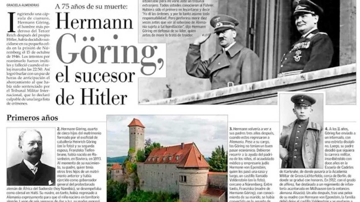 Un periódico chileno rindió homenaje al líder nazi Hermann Göring