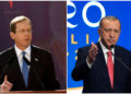 El presidente Isaac Herzog (izquierda) y el presidente turco Recep Tayyip Erdogan (derecha). (AP)