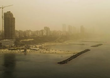 Tormentas de polvo y la densa neblina nublan el cielo de Israel mientras los incendios forestales arden en todo el país
