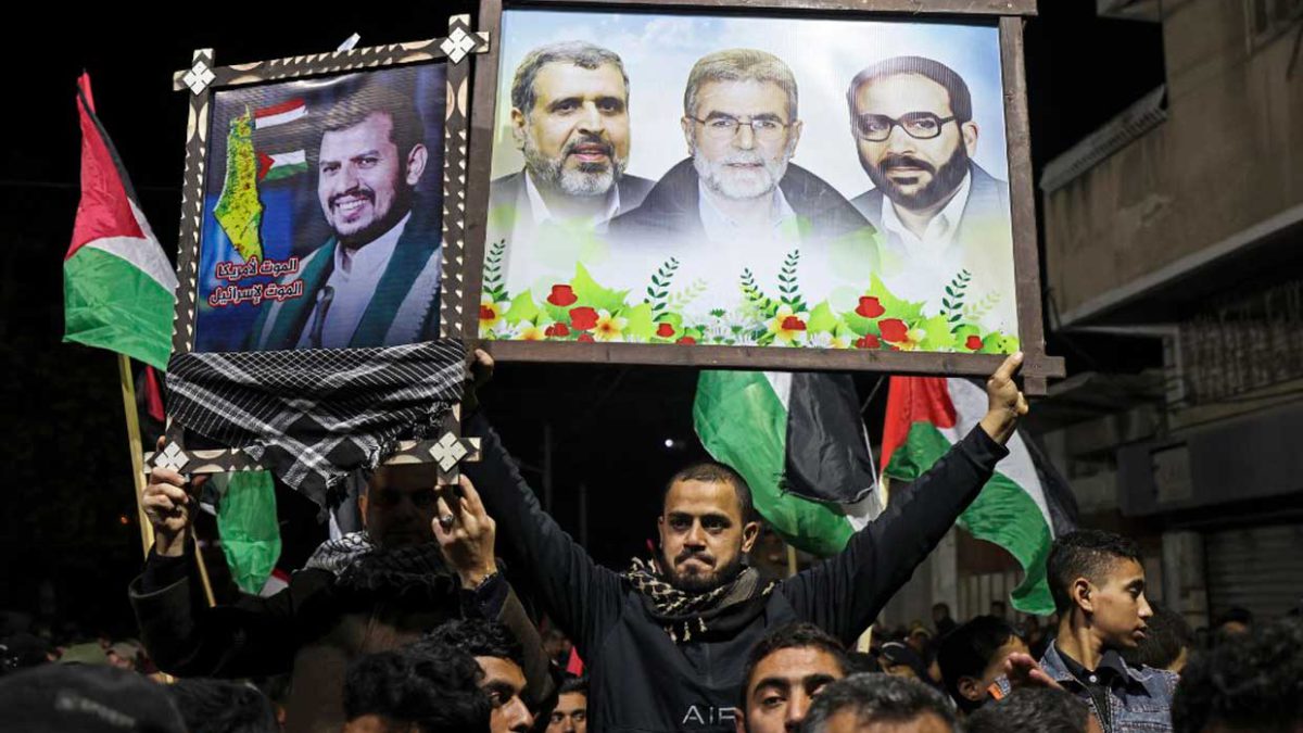 Grupo terrorista organiza una masiva concentración pro Irán en Gaza