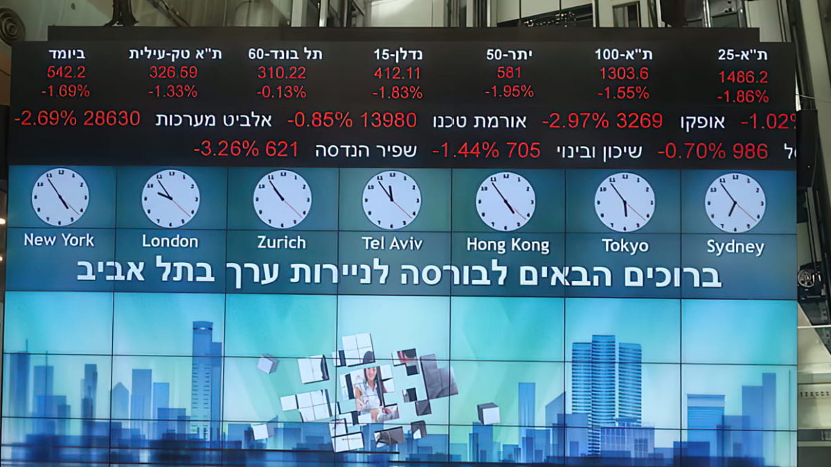 Las acciones caen con fuerza en Tel Aviv tras el retraso de la apertura