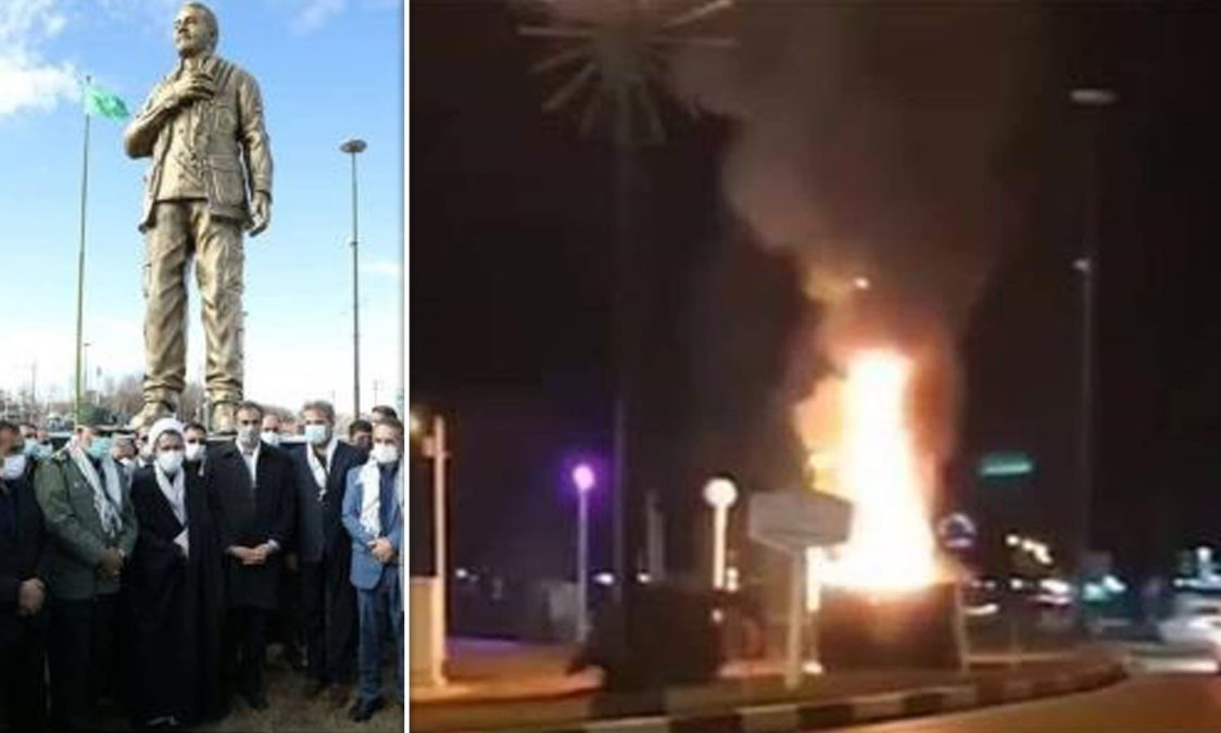 Incendian la estatua de Qassem Soleimani en Irán