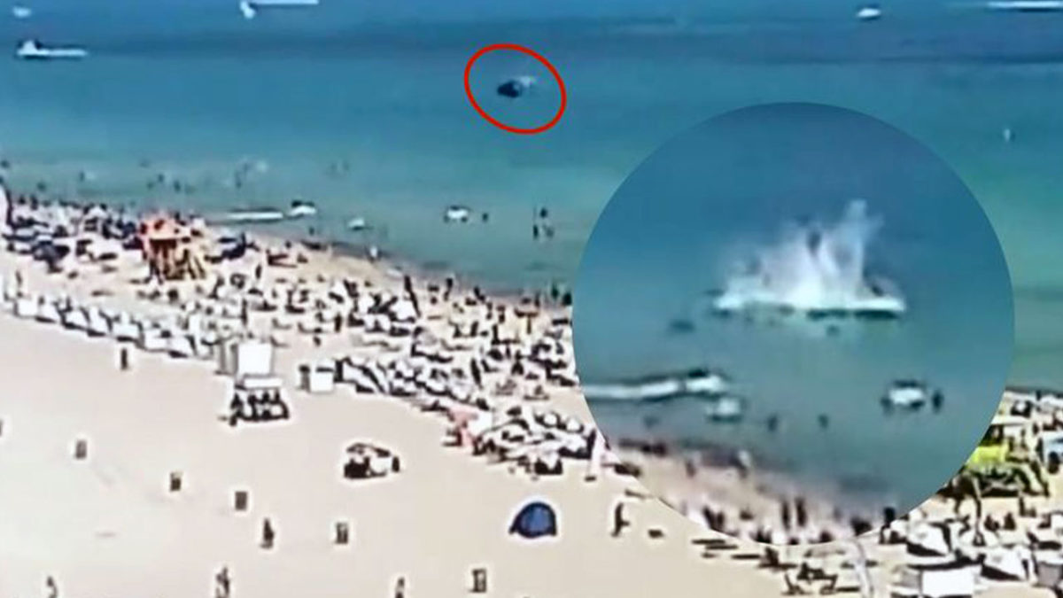 Un helicóptero se estrella frente a una concurrida playa de Miami