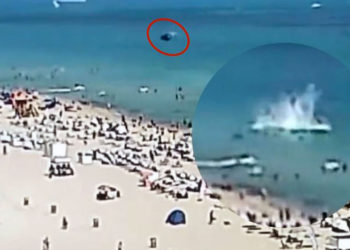 Un helicóptero se estrella frente a una concurrida playa de Miami