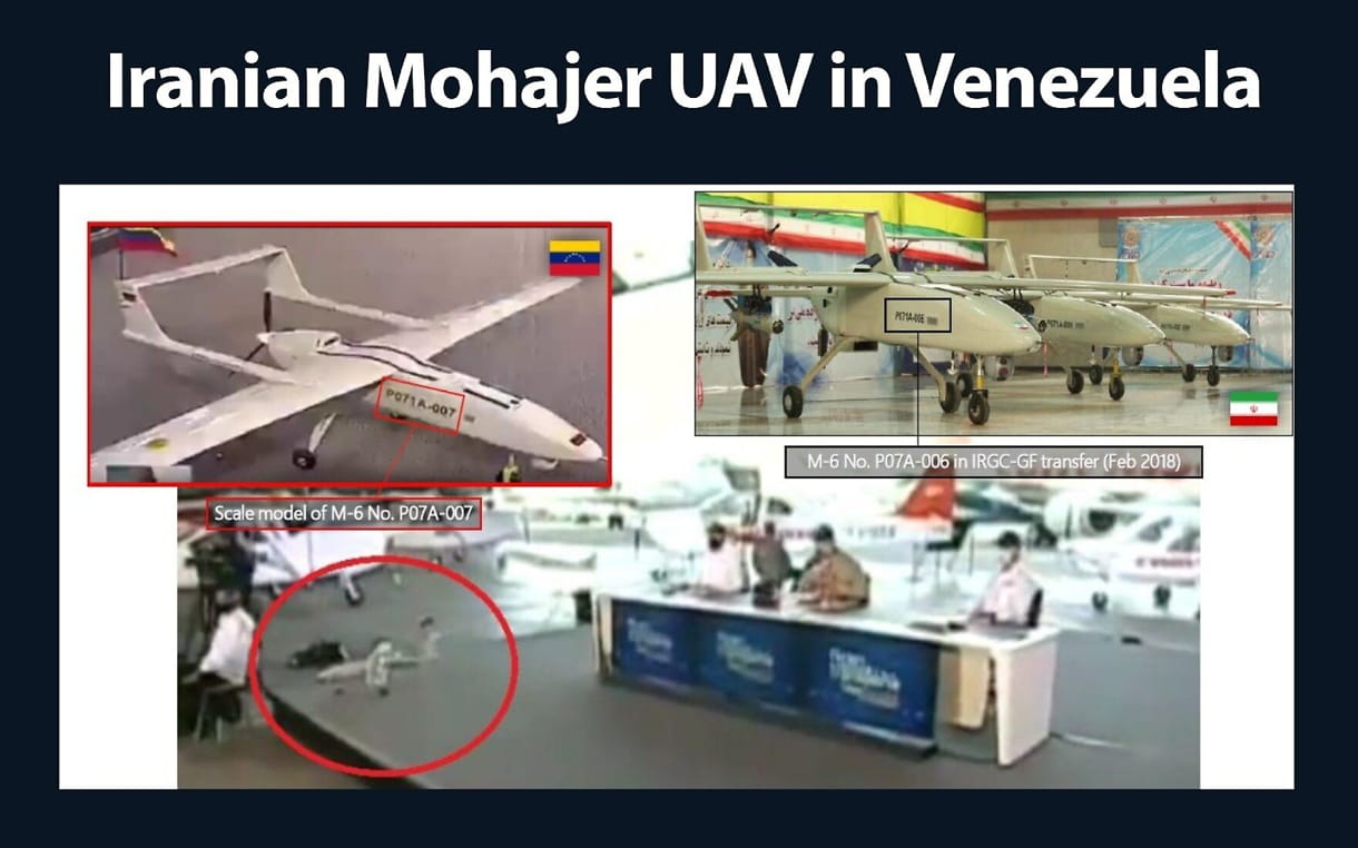 Una foto compartida por el ministro de Defensa, Benny Gantz, el 22 de febrero de 2022, que según él demuestra que Irán ha transferido a Venezuela los conocimientos técnicos para producir vehículos aéreos no tripulados avanzados. (Ministerio de Defensa)
