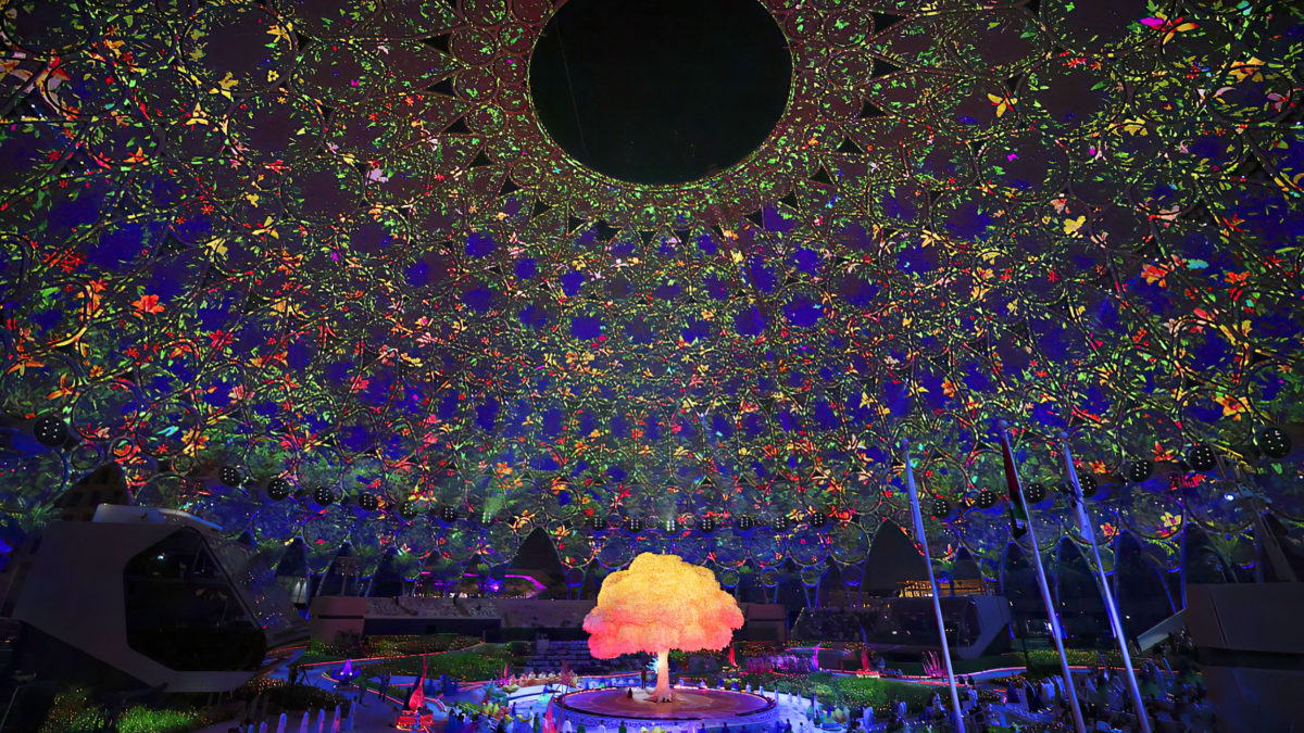 Una vista general muestra la ceremonia de inauguración de la Expo 2020 de Dubai, el 30 de septiembre de 2021. (Karim Sahib/AFP)