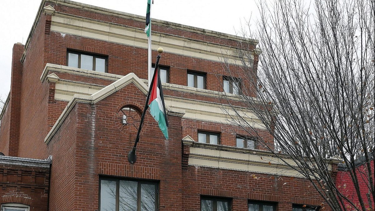 La oficina en Washington de la Organización para la Liberación de Palestina, el 18 de noviembre de 2017. (AP Photo/Alex Brandon, Archivo)