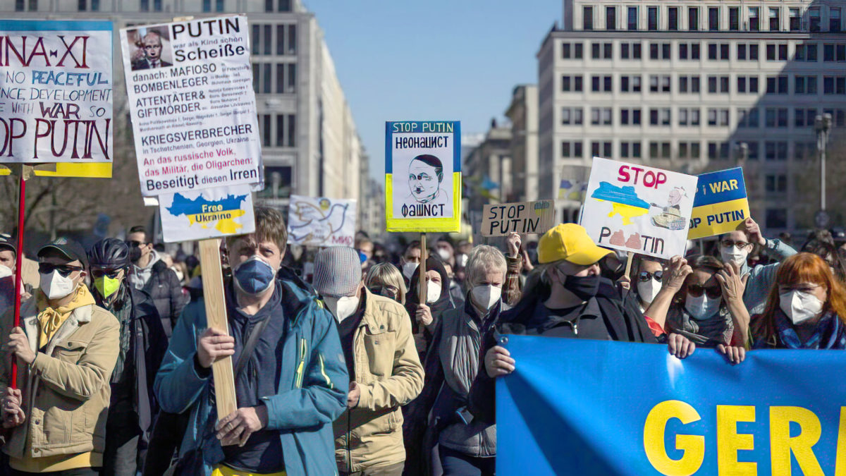 Protestas contra la invasión rusa de Ucrania en ciudades de Alemania