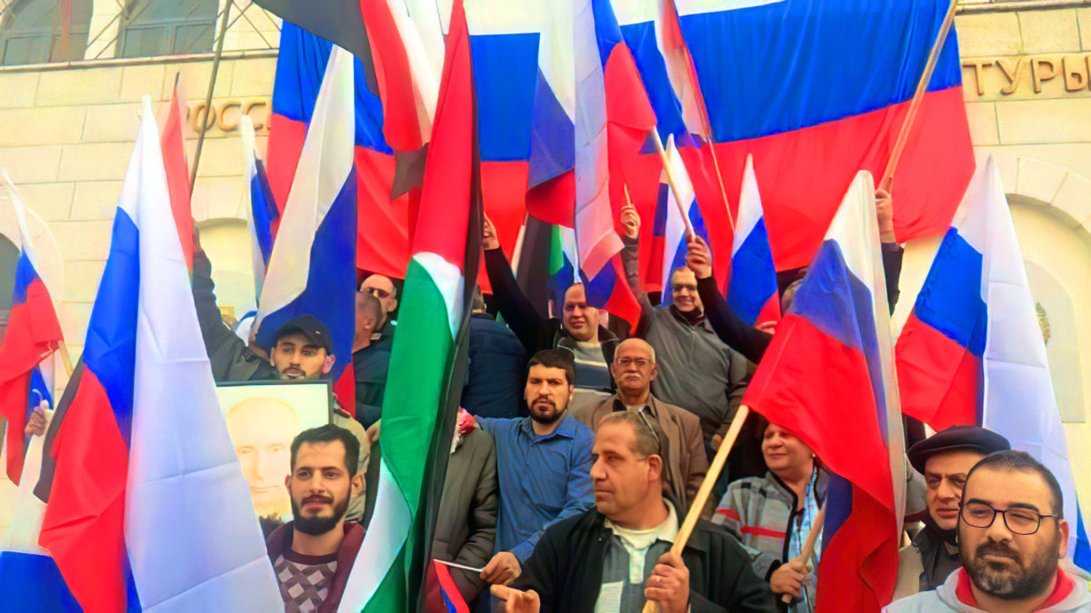 Pequeña manifestación en apoyo a Rusia por parte de palestinos en Belén