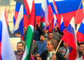 Pequeña manifestación en apoyo a Rusia por parte de palestinos en Belén