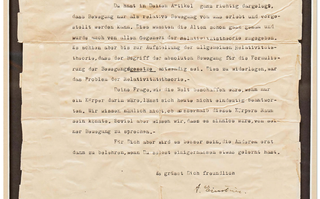 La carta de Einstein a un niño de 12 años de Los Ángeles será subastada