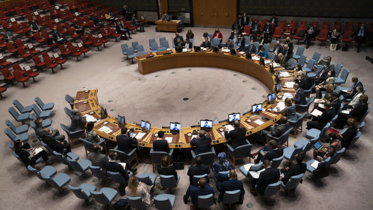 Se celebra una reunión del Consejo de Seguridad de las Naciones Unidas, el jueves 23 de septiembre de 2021, durante la 76.ª sesión de la Asamblea General de la ONU en Nueva York. (AP/John Minchillo, Pool)