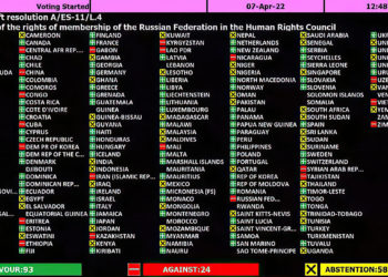 Con el respaldo de Israel, la Asamblea General de la ONU suspende a Rusia del Consejo de Derechos Humanos