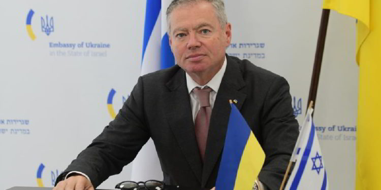 El embajador de Ucrania en Israel, Yevgen Korniychuk.
(Crédito de la foto: AVSHALOM SASSONI/MAARIV)