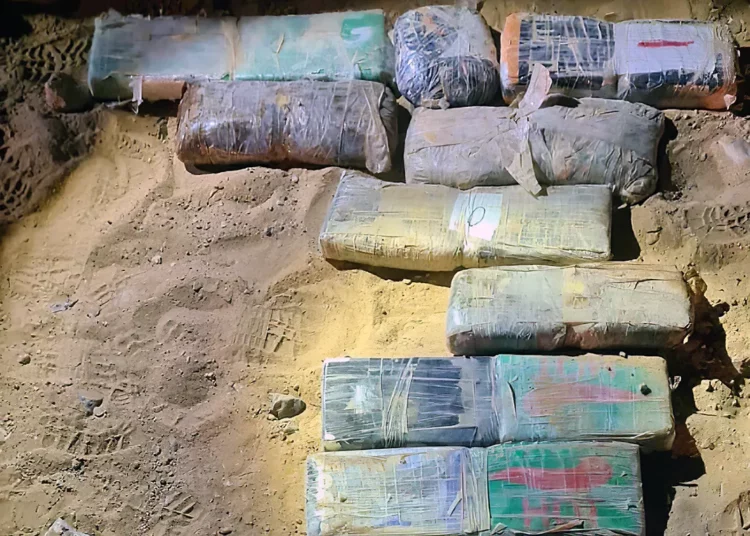 Drogas incautadas durante un intento de contrabando en la frontera con Egipto, el 3 de julio de 2022. (Fuerzas de Defensa de Israel)