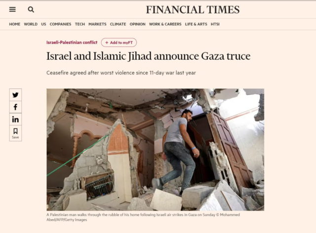 Seis titulares indignantes de la batalla de Israel contra la Yihad Islámica