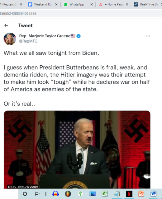 El Presidente de los Estados Unidos, Joe Biden, es comparado con Hitler