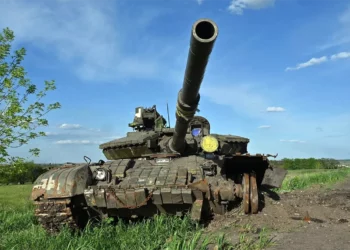 Abandoned Russian tanks