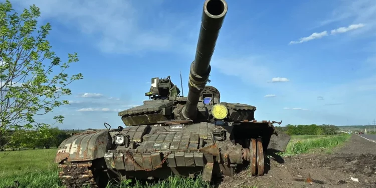 Abandoned Russian tanks