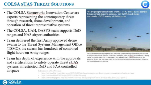 Un enjambre de 40 drones lleva a cabo un ataque simulado con tropas de EE.UU.