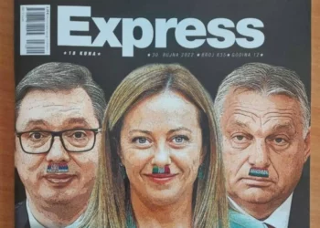 Una revista croata pone bigotes de Hitler a Meloni, Orban y Vucic