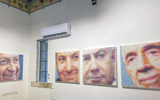 Gavin Rain revela rostros de líderes israelíes en neo puntillismo