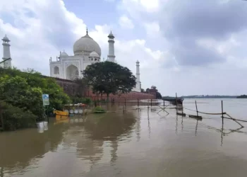 Muros del Taj Mahal inundados por monzones en la India