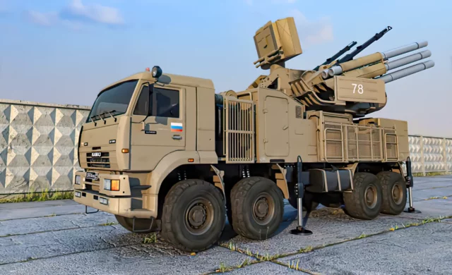 Pantsir-S2 ruso en funcionamiento con radar ucraniano ST68UM