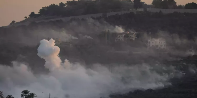 Smoke rises from Israeli shelling in Dahaira, a Lebanese border village with Israel, south Lebanon, October 16, 2023. (AP Photo/Hussein Malla)