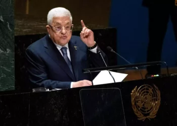 Palestinian Authority President Mahmoud Abbas addresses the 78th session of the United Nations General Assembly, September 21, 2023. (AP Photo/Craig Ruttle)