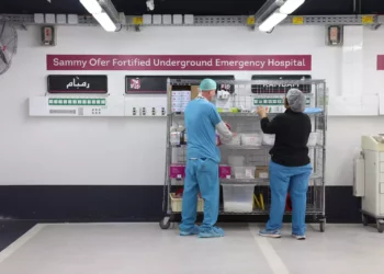 El personal médico prepara el Hospital de Emergencia Subterráneo Fortificado Sammy Ofer en el Centro Médico Rambam de Haifa tras el estallido de la guerra, 11 de octubre de 2023. (Cortesía de Rambam)