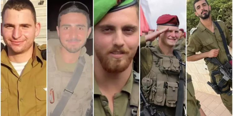 FDI anuncian nombres de 5 soldados de las FDI caídos en Gaza