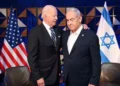 El presidente estadounidense Joe Biden (izquierda) con el primer ministro Benjamin Netanyahu en Tel Aviv el 18 de octubre de 2023. (Haim Zach / GPO)