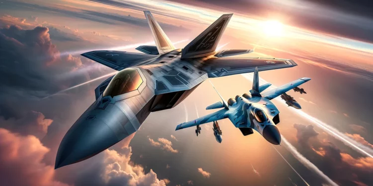 Su-35 ruso contra el F-22 estadounidense en combate