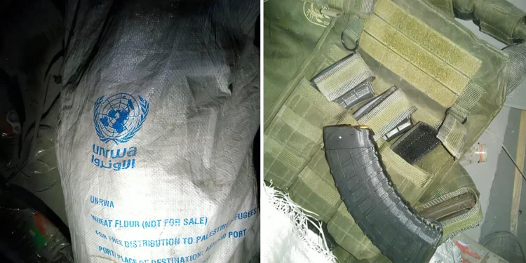 Armas de Hamás en envases de la UNRWA en clínica de Gaza