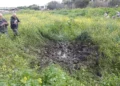Un dron impactó en una zona abierta cerca de la comunidad de Arbel, en la Baja Galilea, cerca del Mar de Galilea, el 19 de febrero de 2024. (Utilizado de conformidad con la cláusula 27a de la Ley de Propiedad Intelectual).