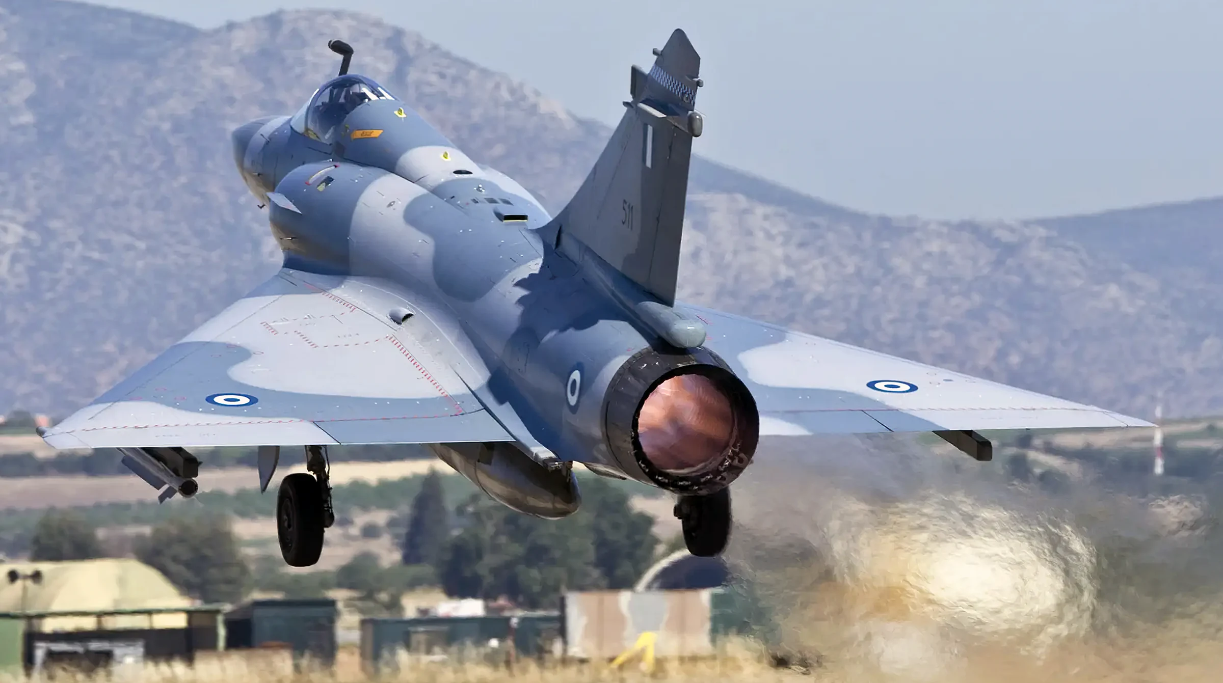 Afterburner take-off for a Hellenic Air Force Mirage 2000-5EG. Hellenic Air Force