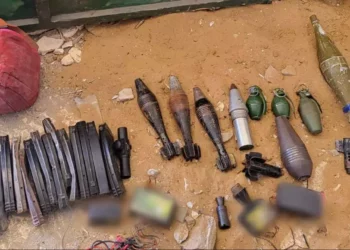 An arms cache uncovered by troops in Gaza, in a handout photo published by the Israeli military on May 30, 2024. (Israel Defense Forces)