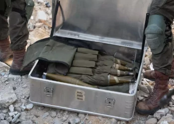 A weapons cache found by FDI troops adjacent to a mosque in Gaza's Jabaliya, May 29, 2024. (Israel Defense Forces)