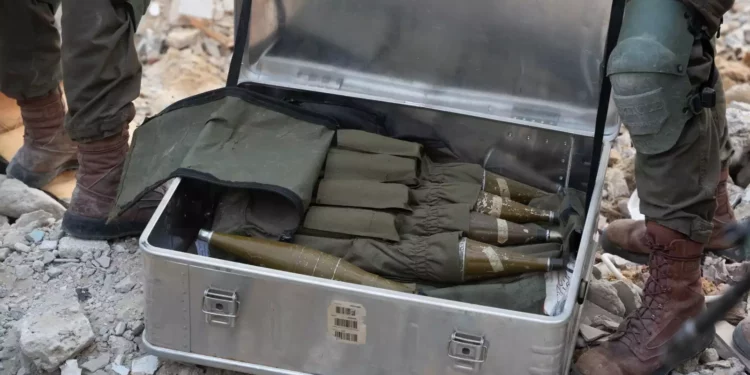 A weapons cache found by FDI troops adjacent to a mosque in Gaza's Jabaliya, May 29, 2024. (Israel Defense Forces)