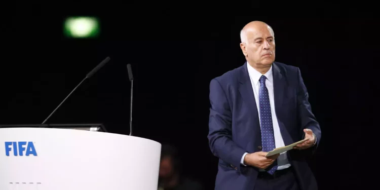 El presidente de la Federación Palestina de Fútbol, Jibril Rajoub, tras su discurso en el congreso de la FIFA en Moscú, el 13 de junio de 2018. (Alexander Zemlianichenko/AP)